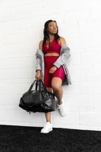 Load image into Gallery viewer, CHARCOAL BLACK WITH IVORY LUXURY SPORT DUFFLE BAG