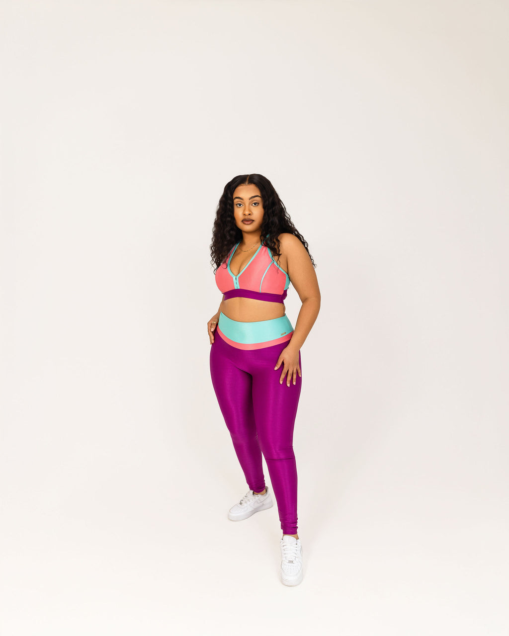 Bold Tri-Colour Leggings- Pink