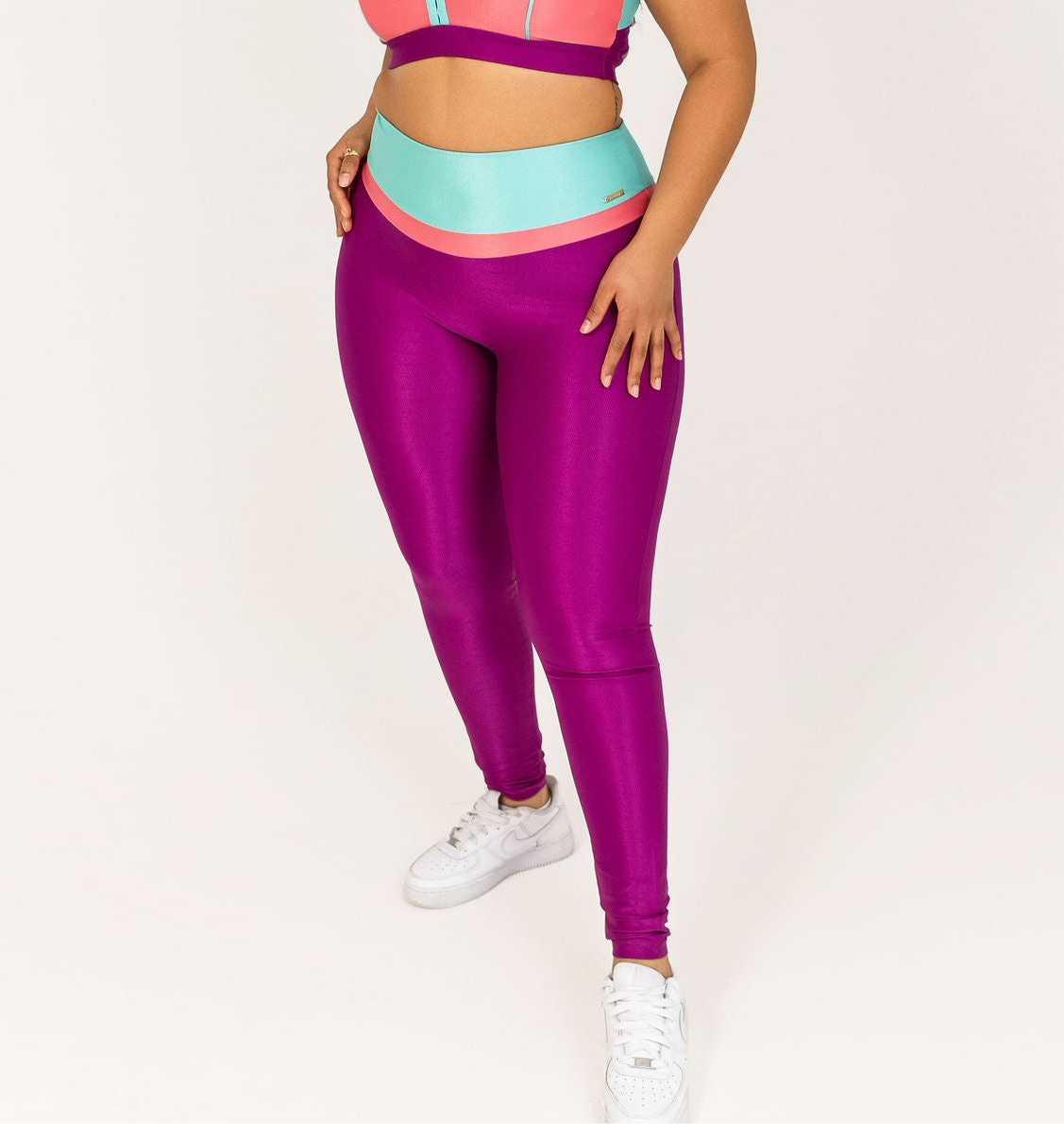 Bold Tri-Colour Leggings- Pink