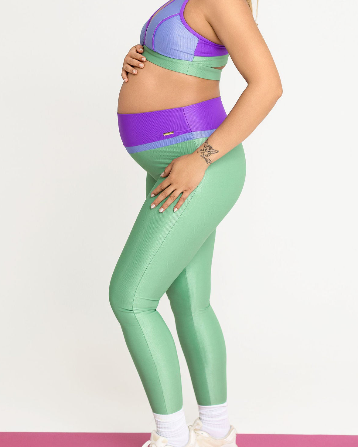 Bold Tri-Colour Leggings- Pink