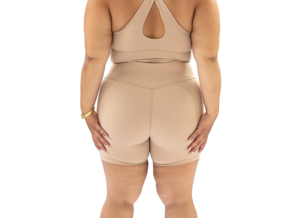 BEIGE 6" BIKER SHORTS