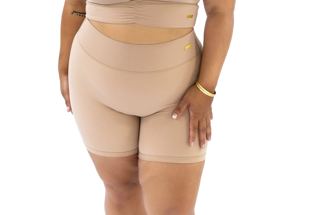 BEIGE 6" BIKER SHORTS