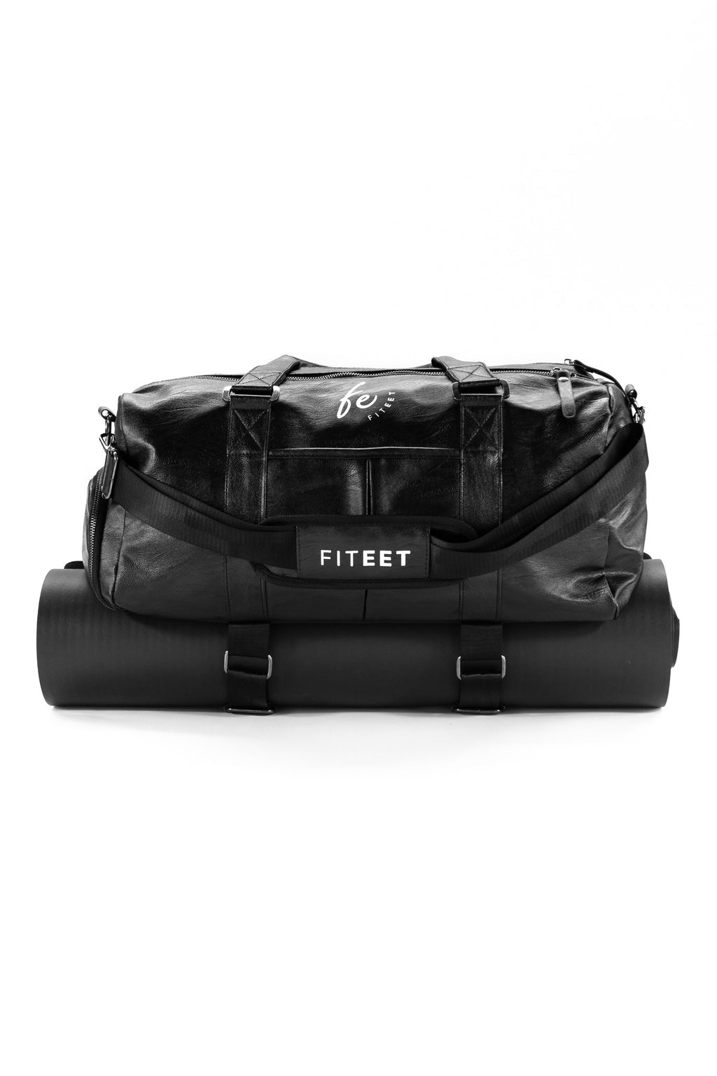 CHARCOAL BLACK WITH IVORY LUXURY SPORT DUFFLE BAG