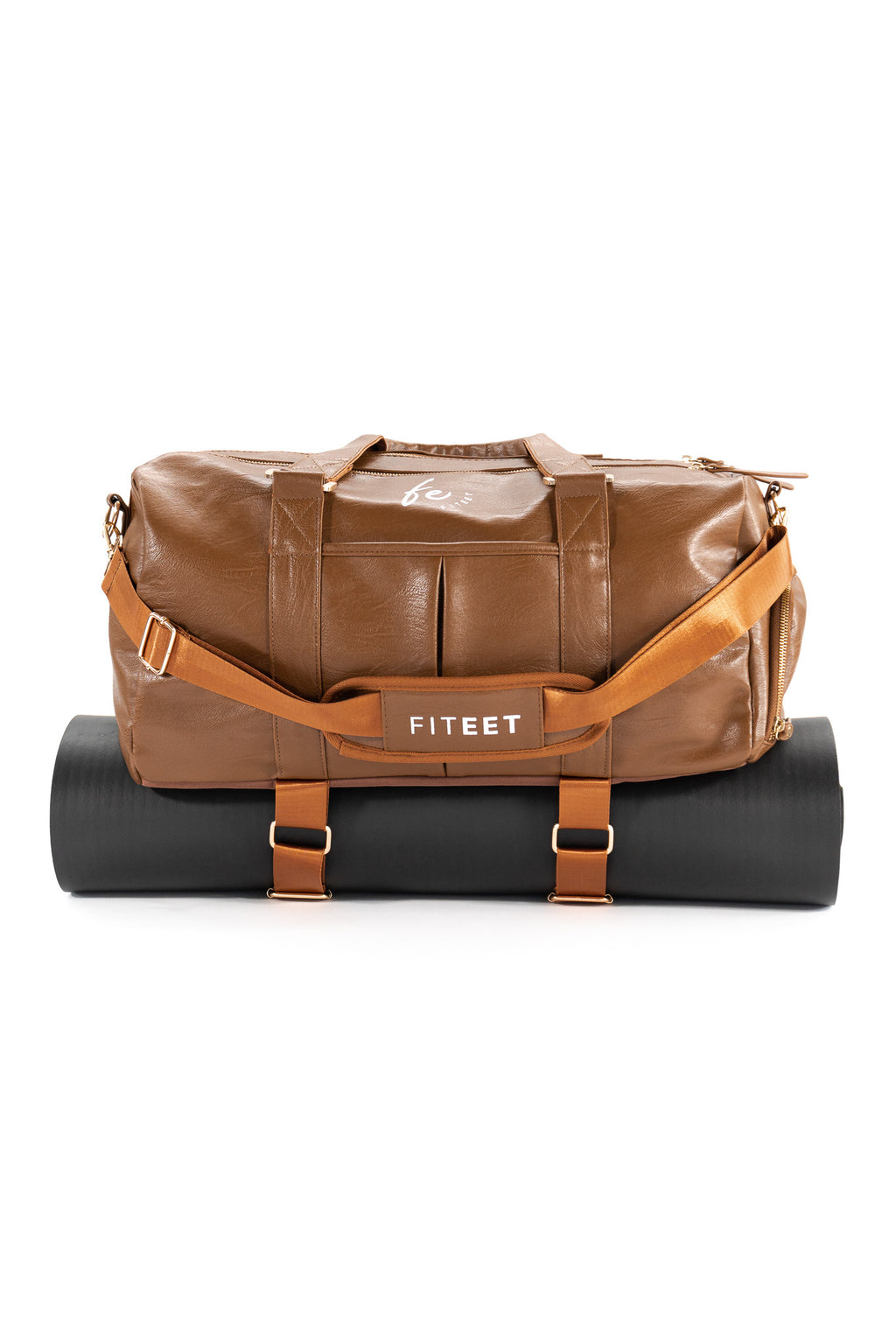CARAMEL BROWN LUXURY SPORT DUFFLE BAG