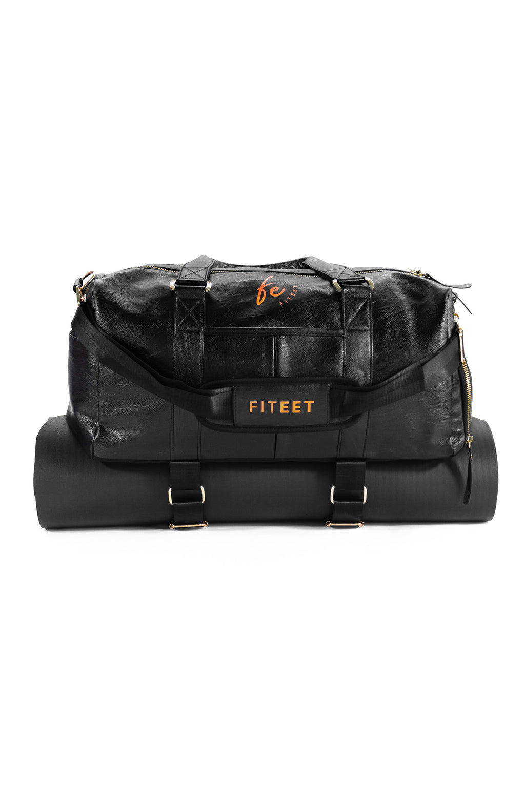 CHARCOAL BLACK WITH SUNSET ORANGE LUXURY SPORT DUFFLE BAG