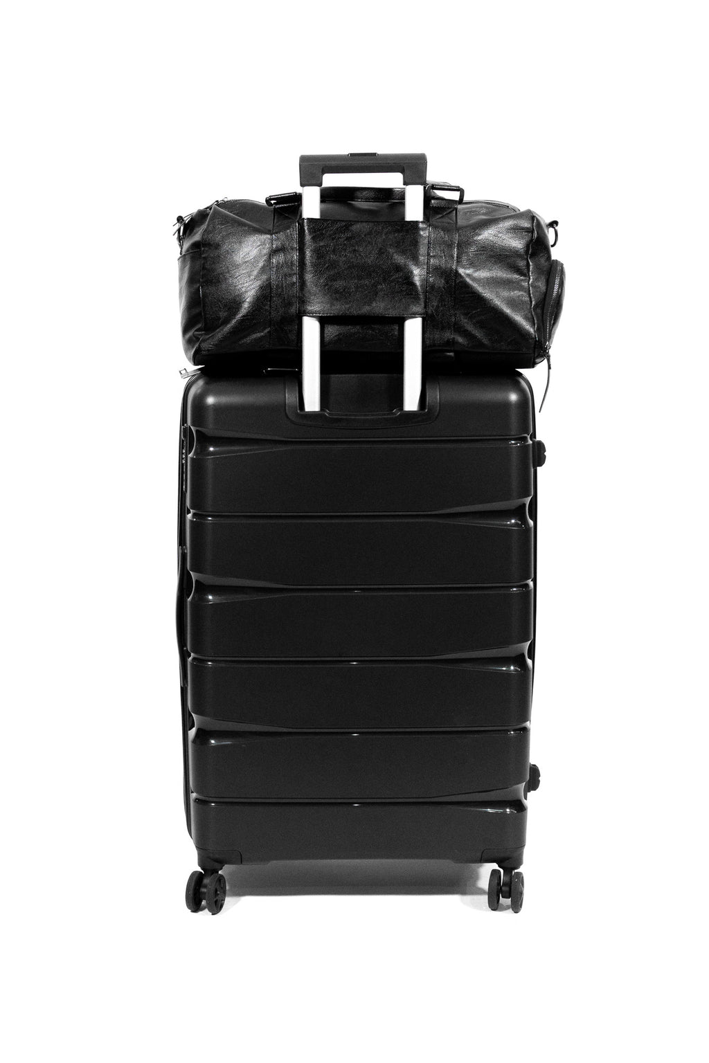 CHARCOAL BLACK WITH IVORY LUXURY SPORT DUFFLE BAG