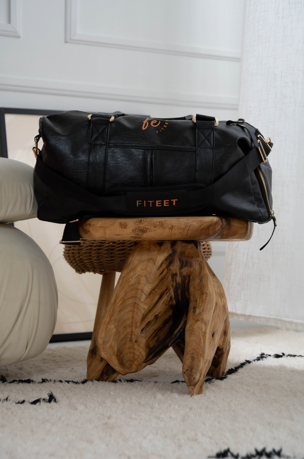 CHARCOAL BLACK WITH SUNSET ORANGE LUXURY SPORT DUFFLE BAG