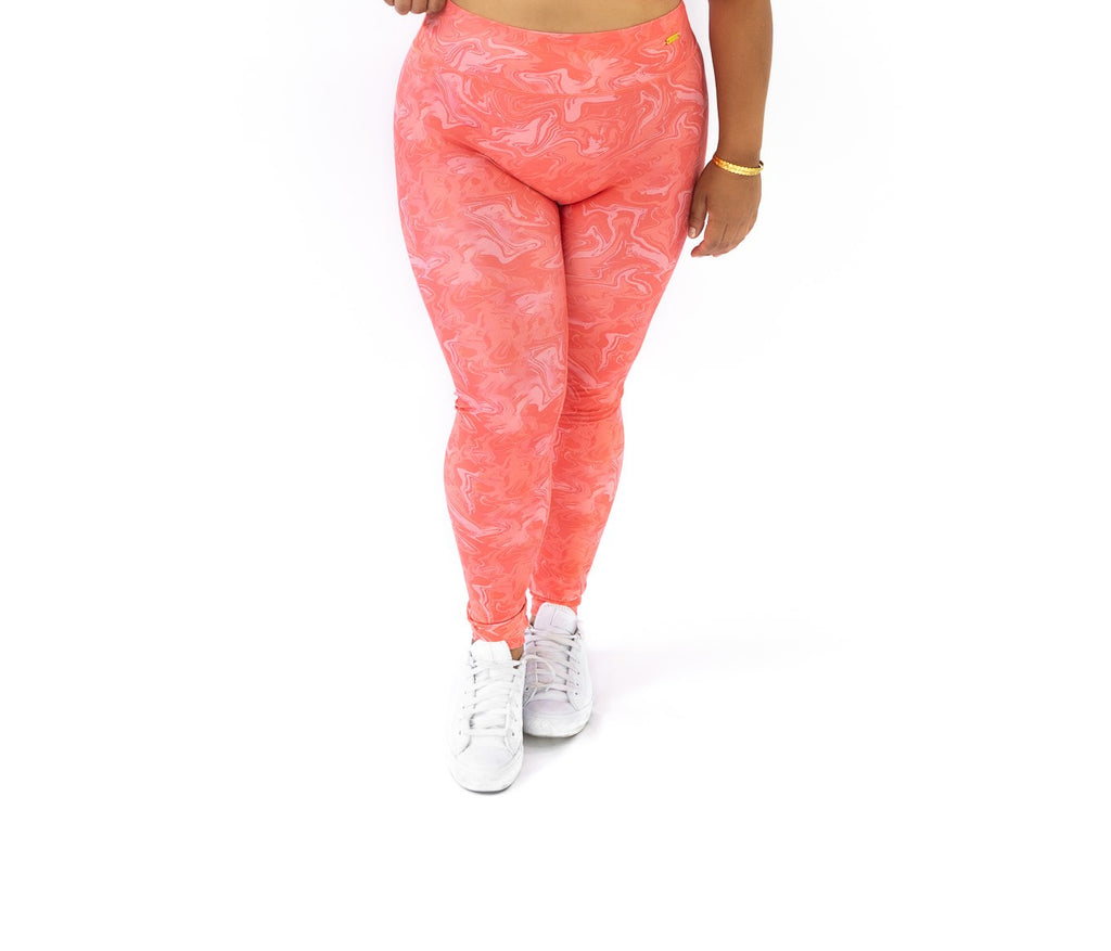 PEACH MARBLE SCRUNCH BUM LEGGINGS